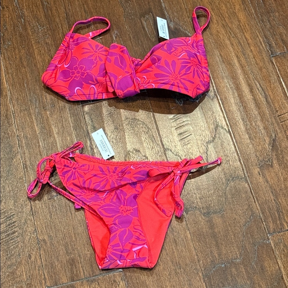 CM🩷 NWT! ADOREME Top- Med Bottom- Small Floral Pink Kids Swimwear Set